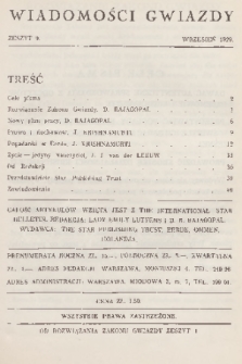 Wiadomości Gwiazdy. 1929, nr 9