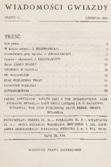 Wiadomości Gwiazdy. 1929, nr 11