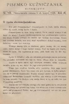 Pisemko Kuźniczanek. R. 9, 1929, nr 7