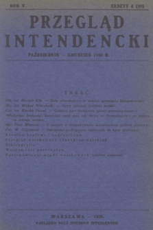 Przegląd Intendencki : kwartalnik wydawany staraniem Koła Oficerów Intendentów. R. 5, 1930, zeszyt 4
