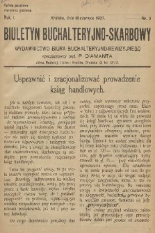 Biuletyn Buchalteryjno-Skarbowy : wydawnictwo Biura Buchalteryjno-Rewizyjnego Zaprzys. Biegłego Sądowego P. Diamant. R. 1, 1937, nr 3