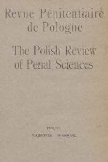 Revue Pénitentiaire de Pologne. 1930/1931, nr 5/6