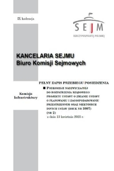 Pełny Zapis Przebiegu Posiedzenia Podkomisji Nadzwyczajnej do Rozpatrzenia Rządowego Projektu Ustawy o Zmianie Ustawy o Planowaniu i Zagospodarowaniu Przestrzennym oraz Niektórych Innych Ustaw (Druk nr 3097). Kad. 9, 2023, nr 2