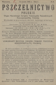 Pszczelnictwo Polskie : organ Naczelnego Związku Towarzystw Pszczelniczych Rzeczpospolitej Polskiej. 1925, nr 9
