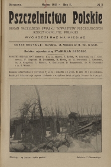 Pszczelnictwo Polskie : organ Naczelnego Związku Towarzystw Pszczelniczych Rzeczypospolitej Polskiej. 1926, nr 3
