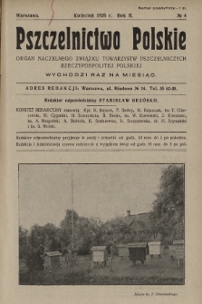 Pszczelnictwo Polskie : organ Naczelnego Związku Towarzystw Pszczelniczych Rzeczypospolitej Polskiej. 1926, nr 4