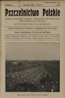 Pszczelnictwo Polskie : organ Naczelnego Związku Towarzystw Pszczelniczych Rzeczypospolitej Polskiej. 1926, nr 6