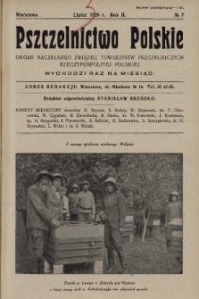 Pszczelnictwo Polskie : organ Naczelnego Związku Towarzystw Pszczelniczych Rzeczypospolitej Polskiej. 1926, nr 7