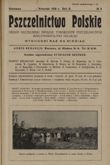 Pszczelnictwo Polskie : organ Naczelnego Związku Towarzystw Pszczelniczych Rzeczypospolitej Polskiej. 1926, nr 9