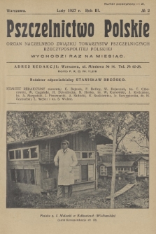 Pszczelnictwo Polskie : organ Naczelnego Związku Towarzystw Pszczelniczych Rzeczypospolitej Polskiej. 1927, nr 2