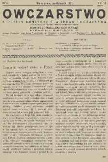 Owczarstwo : biuletyn Komitetu dla Spraw Owczarstwa przy Polskiem Towarzystwie Zootechnicznem : dodatek do Przeglądu Hodowlanego. R. 2, 1931, nr 10