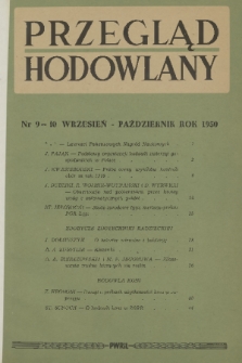 Przegląd Hodowlany. R. 18, 1950, nr 9-10