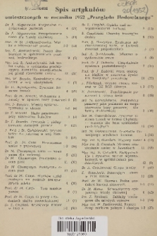 Przegląd Hodowlany. R. 20, 1952, Spis rzeczy