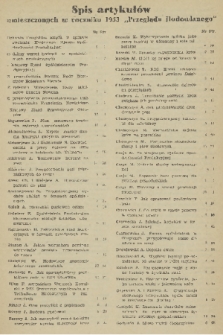 Przegląd Hodowlany. R. 21, 1953, Spis rzeczy