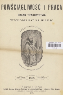 Powściągliwość i Praca : organ Towarzystwa. R. 1, 1898, Spis przedmiotów zawartych w pierwszym roczniku „Powściągliwość i Praca”