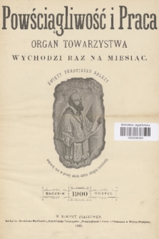 Powściągliwość i Praca : organ Towarzystwa. R. 3, 1900, Spis przedmiotów zawartych w trzecim roczniku „Powściągliwość i Praca”