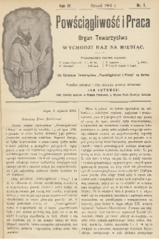 Powściągliwość i Praca : organ Towarzystwa. R. 4, 1901, nr 1