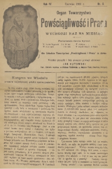 Powściągliwość i Praca : organ Towarzystwa. R. 4, 1901, nr 6