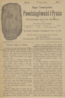 Powściągliwość i Praca : organ Towarzystwa. R. 4, 1901, nr 9