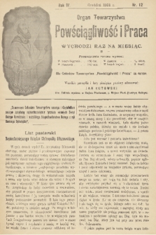 Powściągliwość i Praca : organ Towarzystwa. R. 4, 1901, nr 12