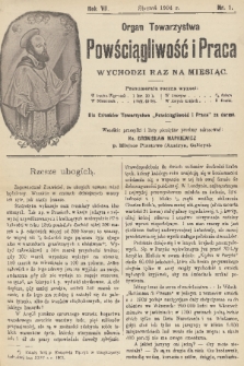 Powściągliwość i Praca : organ Towarzystwa. R. 7, 1904, nr 1