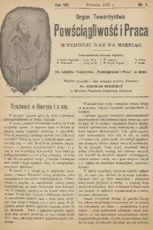 Powściągliwość i Praca : organ Towarzystwa. R. 8, 1905, nr 4