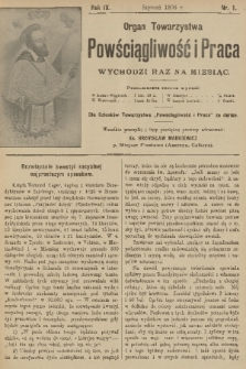 Powściągliwość i Praca : organ Towarzystwa. R. 9, 1906, nr 1