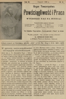 Powściągliwość i Praca : organ Towarzystwa. R. 9, 1906, nr 8