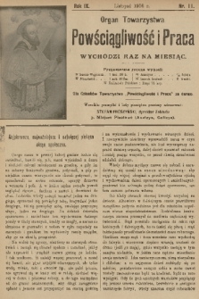 Powściągliwość i Praca : organ Towarzystwa. R. 9, 1906, nr 11