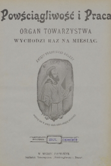 Powściągliwość i Praca : organ Towarzystwa. R. 10, 1907, Spis przedmiotów zawartych w dziesiątym roczniku „Powściągliwość i Praca”