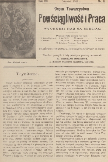 Powściągliwość i Praca : organ Towarzystwa. R. 13, 1910, nr 6
