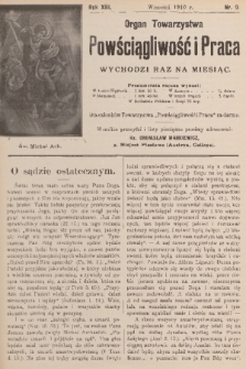 Powściągliwość i Praca : organ Towarzystwa. R. 13, 1910, nr 9