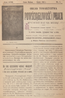Powściągliwość i Praca : organ Towarzystwa. R. 18, 1920, nr 1