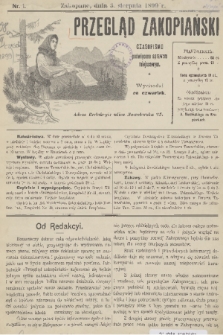 Przegląd Zakopiański: czasopismo poświęcone sprawom miejscowym. [R. 1], 1899, nr 1