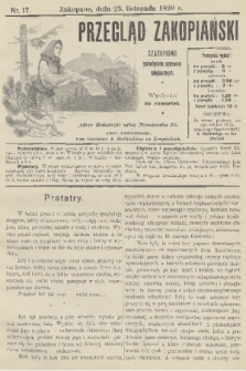 Przegląd Zakopiański: czasopismo poświęcone sprawom miejscowym. [R. 1], 1899, nr 17