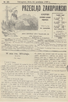 Przegląd Zakopiański: czasopismo poświęcone sprawom miejscowym. [R. 1], 1899, nr 20