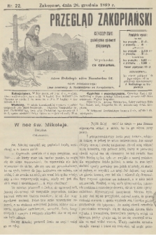 Przegląd Zakopiański: czasopismo poświęcone sprawom miejscowym. [R. 1], 1899, nr 22