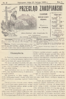 Przegląd Zakopiański: czasopismo poświęcone sprawom miejscowym. R. 2, 1900, nr 8 + dod.