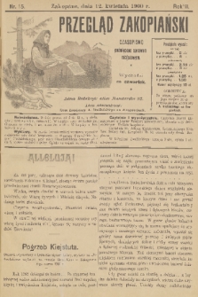 Przegląd Zakopiański: czasopismo poświęcone sprawom miejscowym. R. 2, 1900, nr 15 + dod.