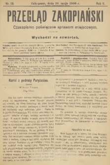 Przegląd Zakopiański: czasopismo poświęcone sprawom miejscowym. R. 2, 1900, nr 19