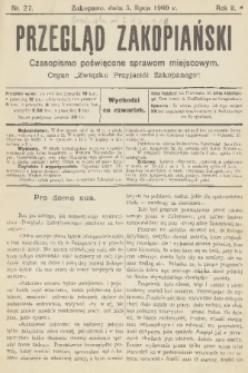 Przegląd Zakopiański: czasopismo poświęcone sprawom miejscowym : organ „Związku Przyjaciół Zakopanego”. R. 2, 1900, nr 27