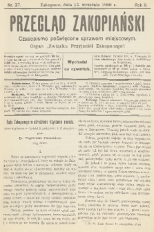 Przegląd Zakopiański: czasopismo poświęcone sprawom miejscowym : organ „Związku Przyjaciół Zakopanego”. R. 2, 1900, nr 37