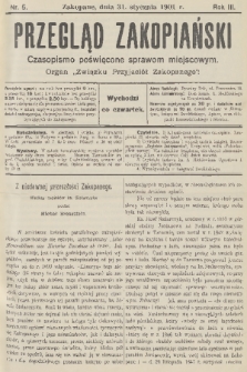 Przegląd Zakopiański: czasopismo poświęcone sprawom miejscowym : organ „Związku Przyjaciół Zakopanego”. R. 3, 1901, nr 5
