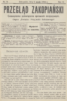 Przegląd Zakopiański: czasopismo poświęcone sprawom miejscowym : organ „Związku Przyjaciół Zakopanego”. R. 3, 1901, nr 19