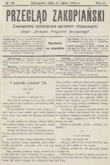 Przegląd Zakopiański: czasopismo poświęcone sprawom miejscowym : organ „Związku Przyjaciół Zakopanego”. R. 3, 1901, nr 28