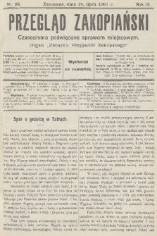 Przegląd Zakopiański: czasopismo poświęcone sprawom miejscowym : organ „Związku Przyjaciół Zakopanego”. R. 3, 1901, nr 29