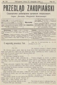 Przegląd Zakopiański: czasopismo poświęcone sprawom miejscowym : organ „Związku Przyjaciół Zakopanego”. R. 3, 1901, nr 33