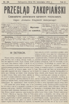 Przegląd Zakopiański: czasopismo poświęcone sprawom miejscowym : organ „Związku Przyjaciół Zakopanego”. R. 3, 1901, nr 39