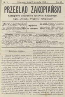 Przegląd Zakopiański: czasopismo poświęcone sprawom miejscowym : organ „Związku Przyjaciół Zakopanego”. R. 4, 1902, nr 2