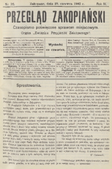 Przegląd Zakopiański: czasopismo poświęcone sprawom miejscowym : organ „Związku Przyjaciół Zakopanego”. R. 4, 1902, nr 25